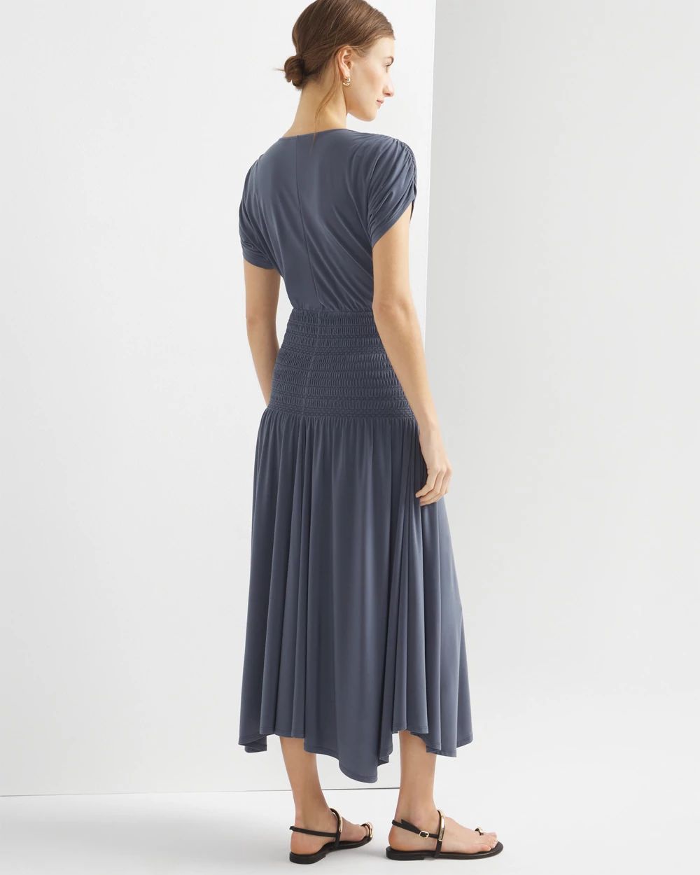 Petite Matte Jersey Smocked Midi Dress