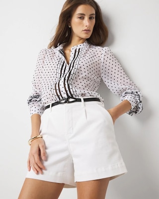 High-Rise Pleated Denim Short click to view larger image.