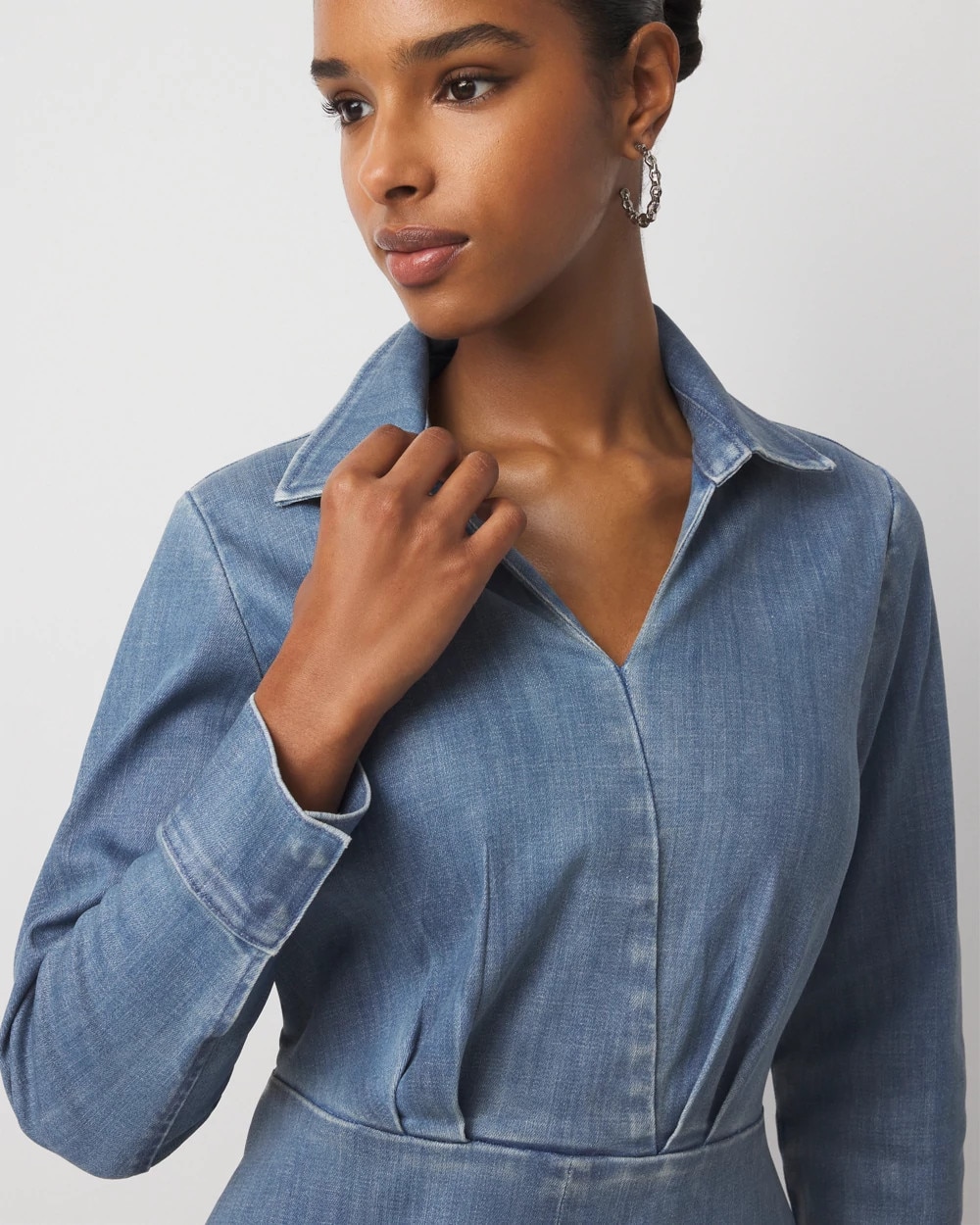 Clear Coated Denim Midi Dress