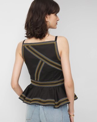 Sleeveless Embroidered Peplum Halter Top