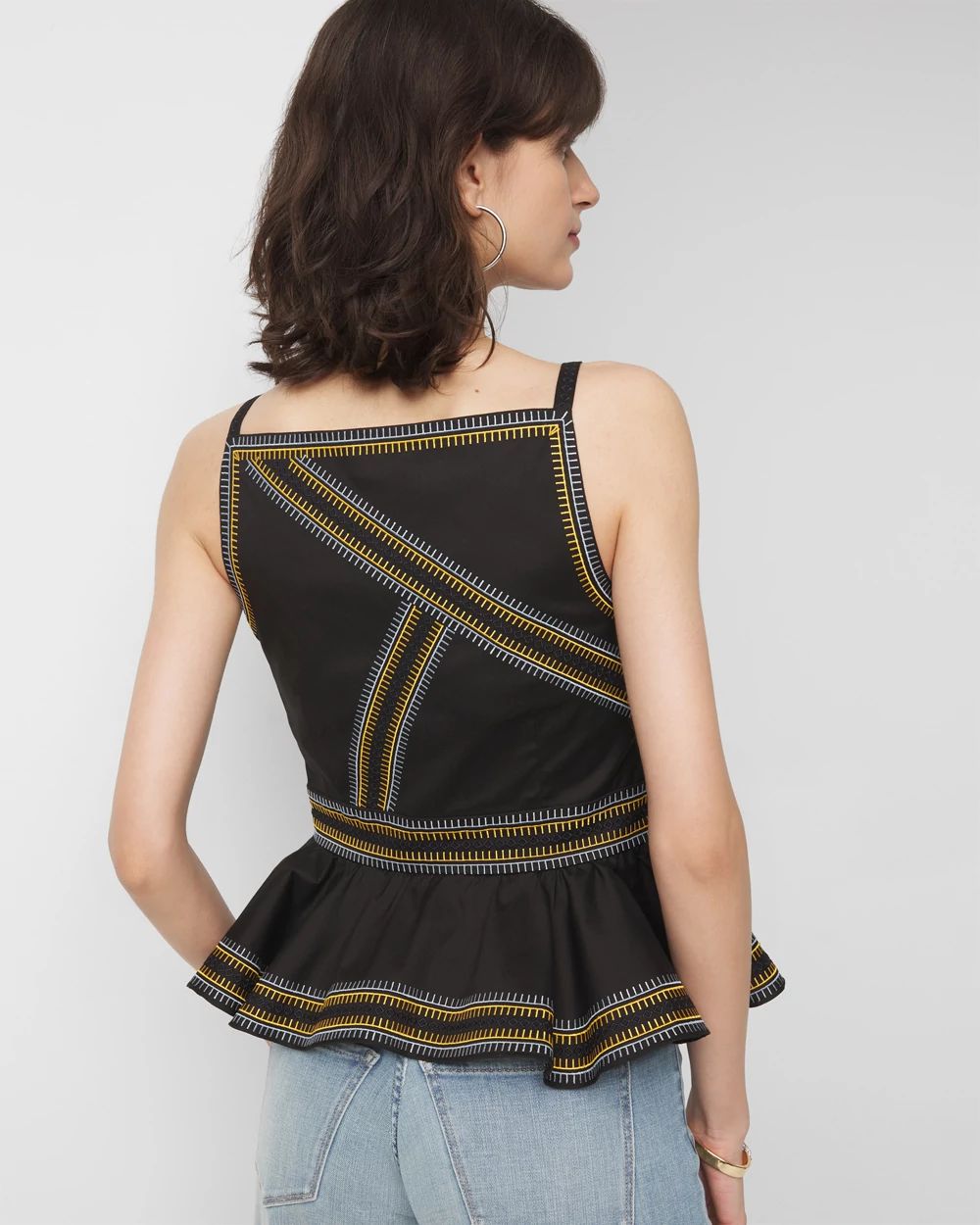 Sleeveless Embroidered Peplum Halter Top
