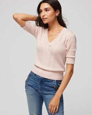 Cashmere-Blend Elbow-Sleeve Sweater