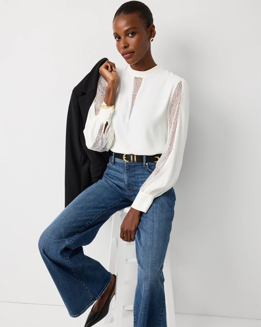 Lace + Crepe Blouse click to view larger image.