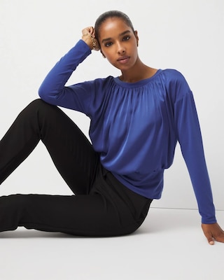 Knit Mix Satin Top click to view larger image.