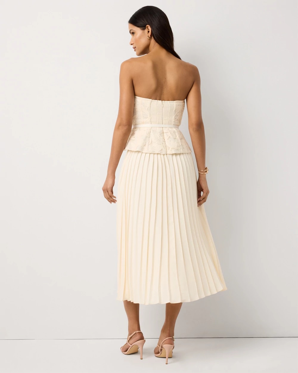 Bustier Pleated Midi Dress