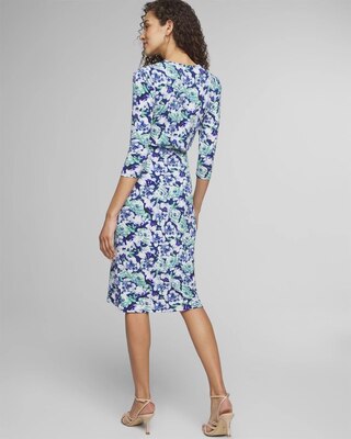 Long Sleeve Ruched Front Matte Jersey Midi Dress