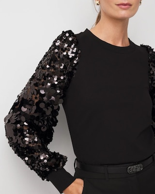 Sequin Blouson Sleeve Top click to view larger image.