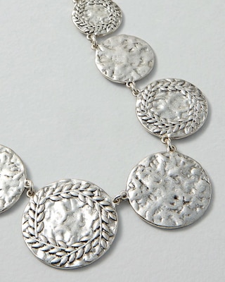 Silvertone Coin Pavé Necklace click to view larger image.