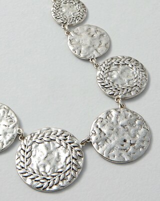 Silvertone Coin Pavé Necklace