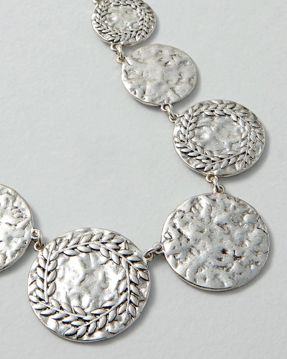 Silvertone Coin Pavé Necklace