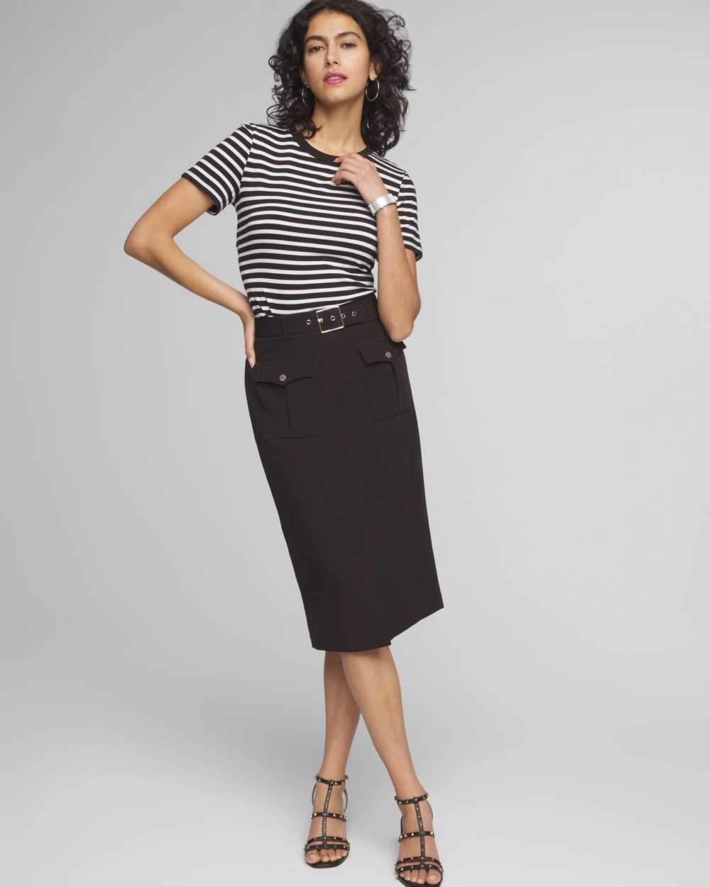 Black Skirt Petite Midi Skirt With Pockets Petite Midi Skirt With