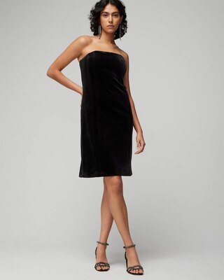 Petite Strapless Velvet Mini Dress