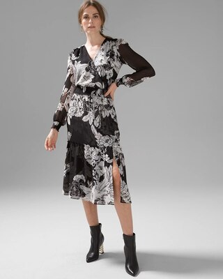 Petite Long-Sleeve Smocked Waist Dress