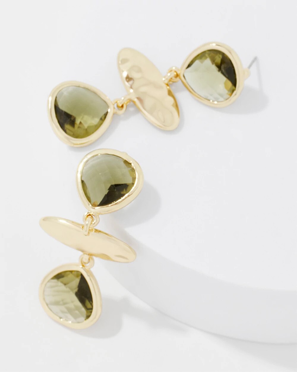 Olive + Gold Statement Drop Earrings - image 3