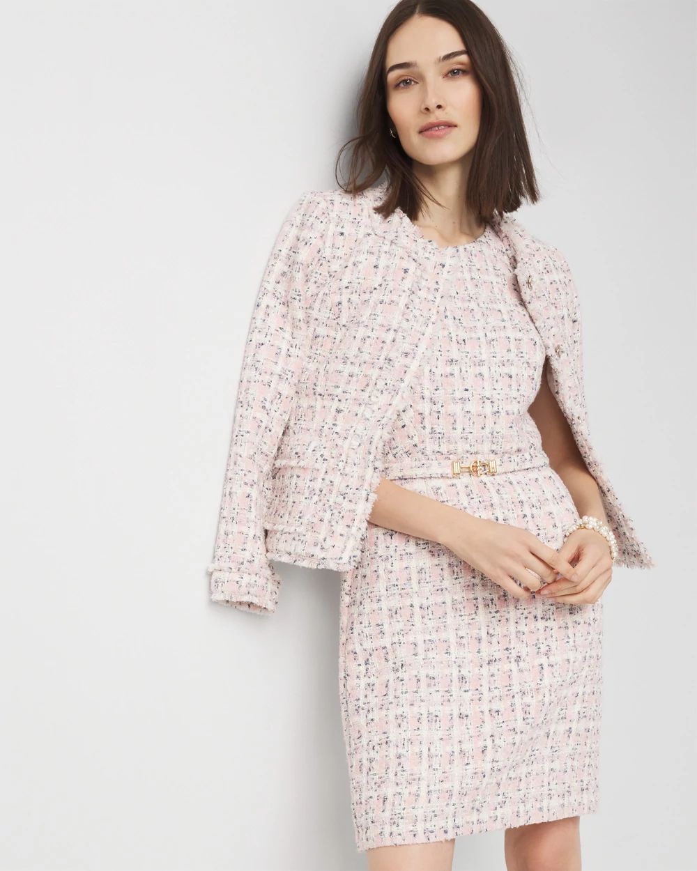 Petite Shimmery Tweed Mini Dress