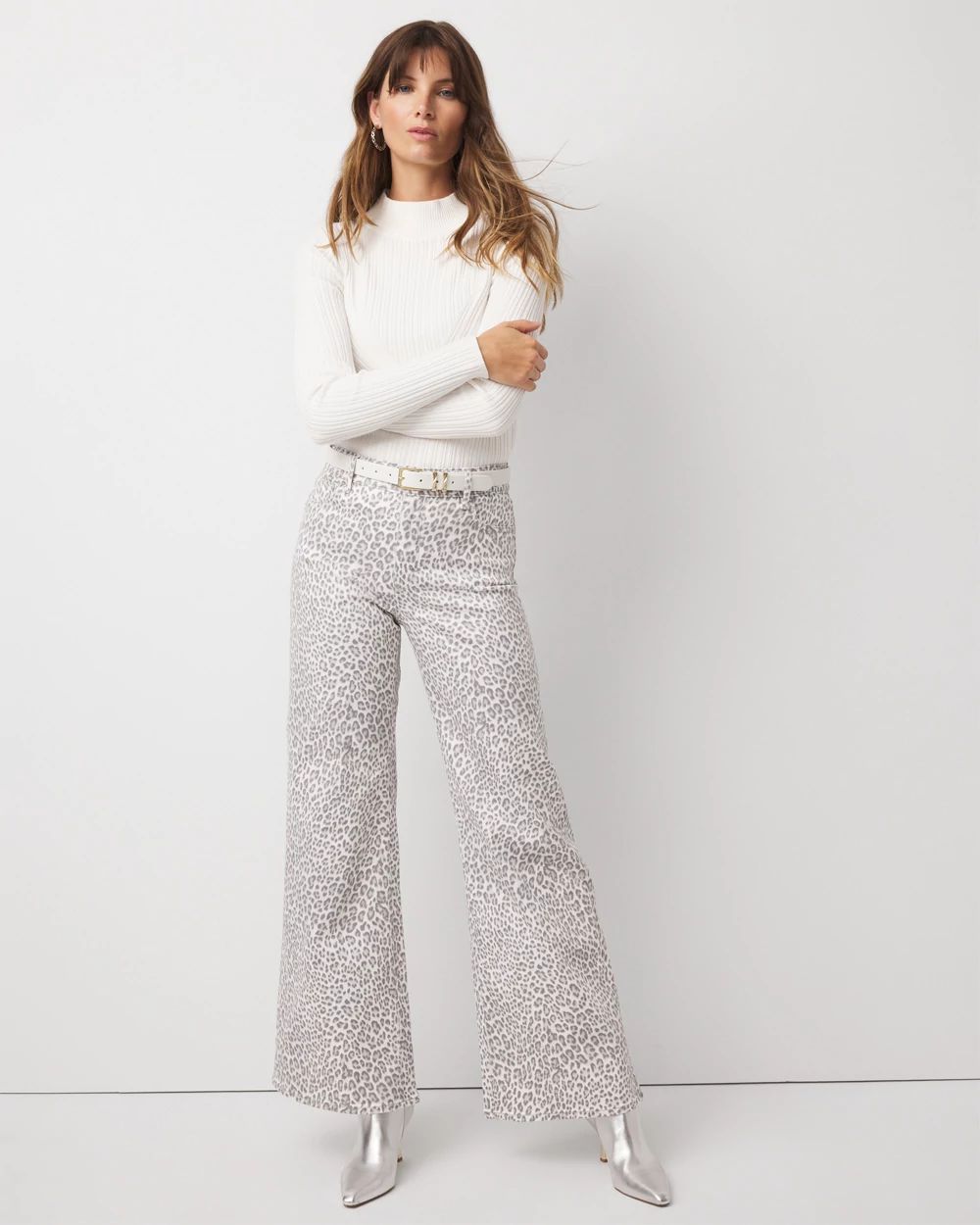 Leopard Extra High Rise Wide Leg Jean click to view larger image.