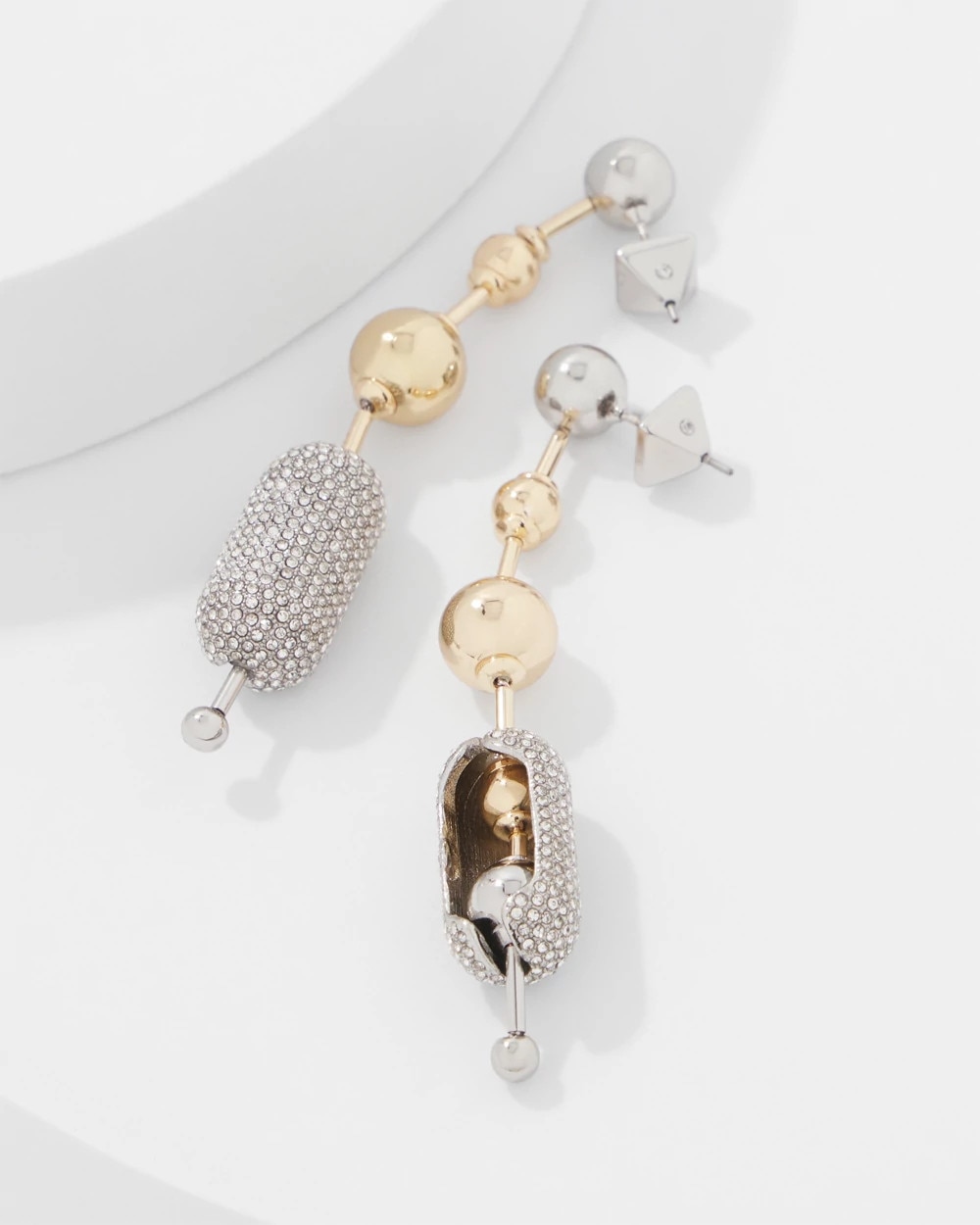 Ball Chain + Pavé Earrings