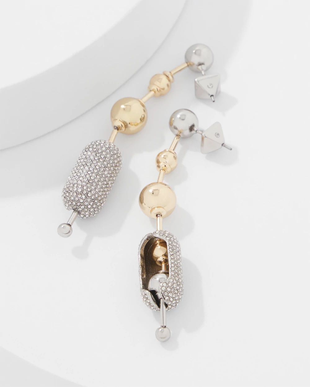 Ball Chain + Pavé Earrings