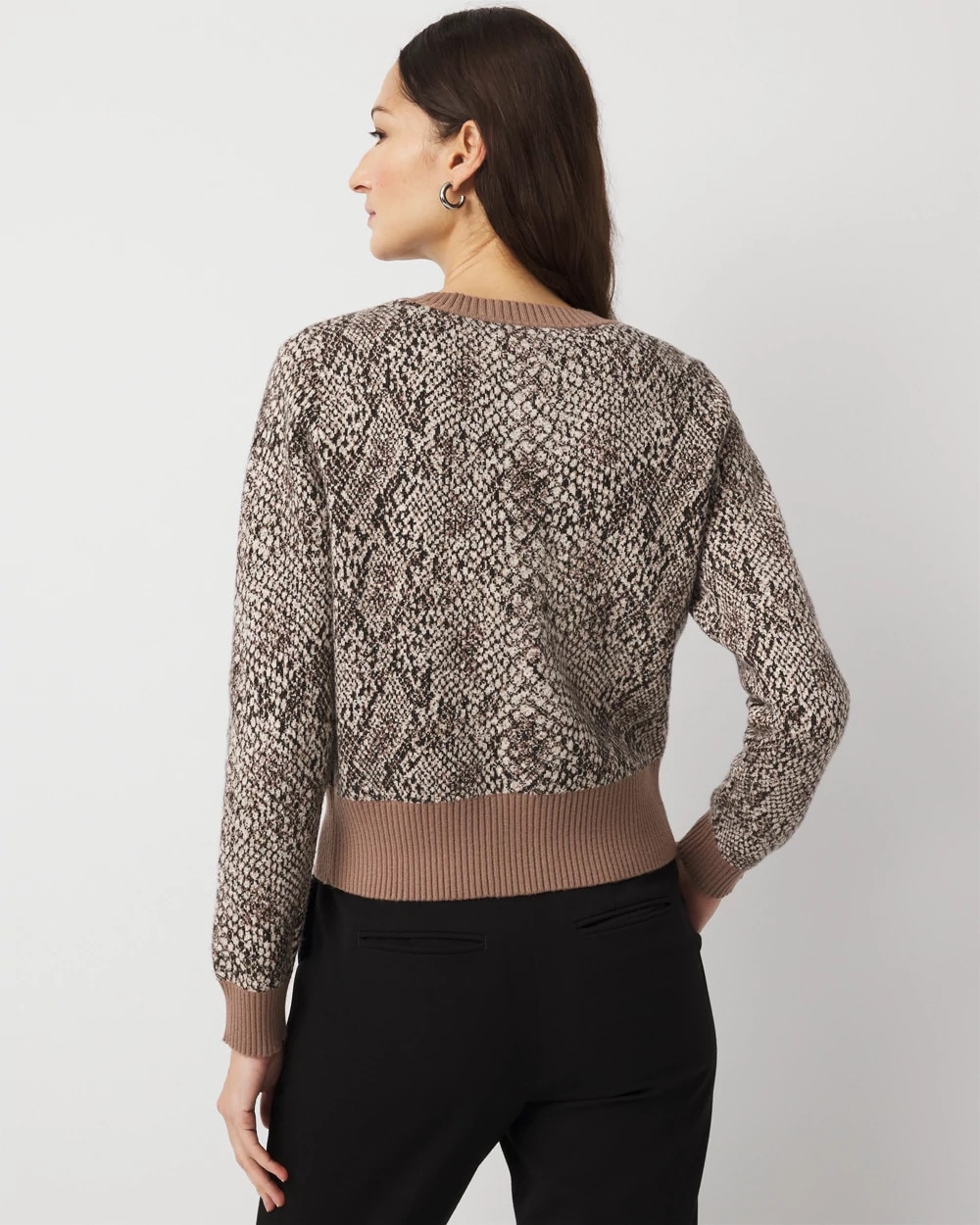 Snake Print Button-Front Cardigan