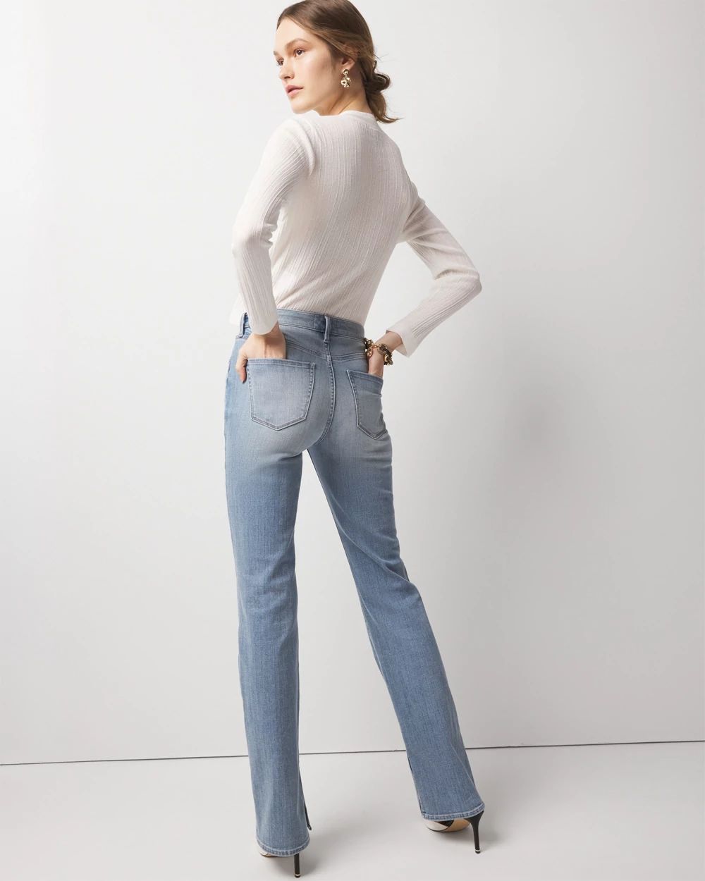 High-Rise Slit Hem Bootcut Jean click to view larger image.