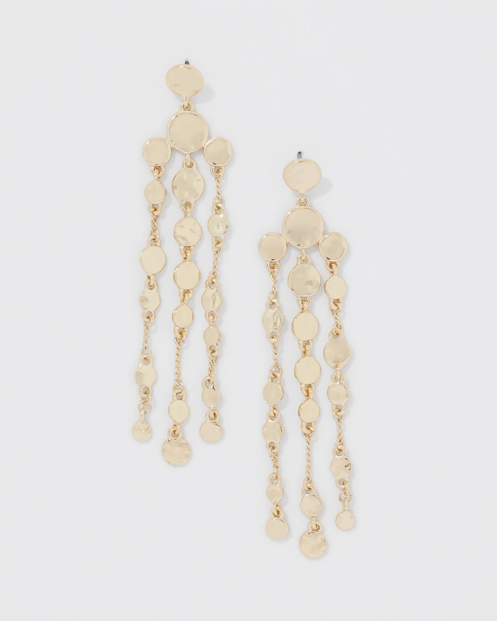 Gold Hammered Disc Chandelier Earrings