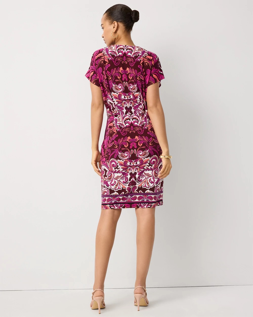 Pleated V-neck Dress