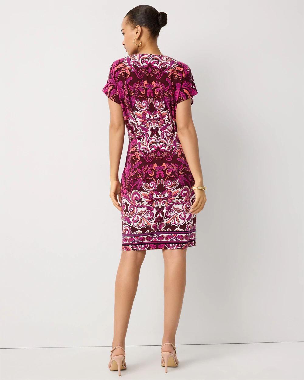 Pleated V-neck Dress click to view larger image.