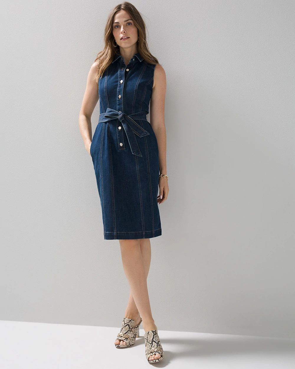 Sleeveless Denim Shirtdress