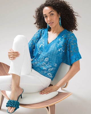V-Neck Lace Kimono