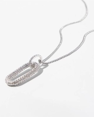 Silver Crystal Pave Ring Pendant Necklace