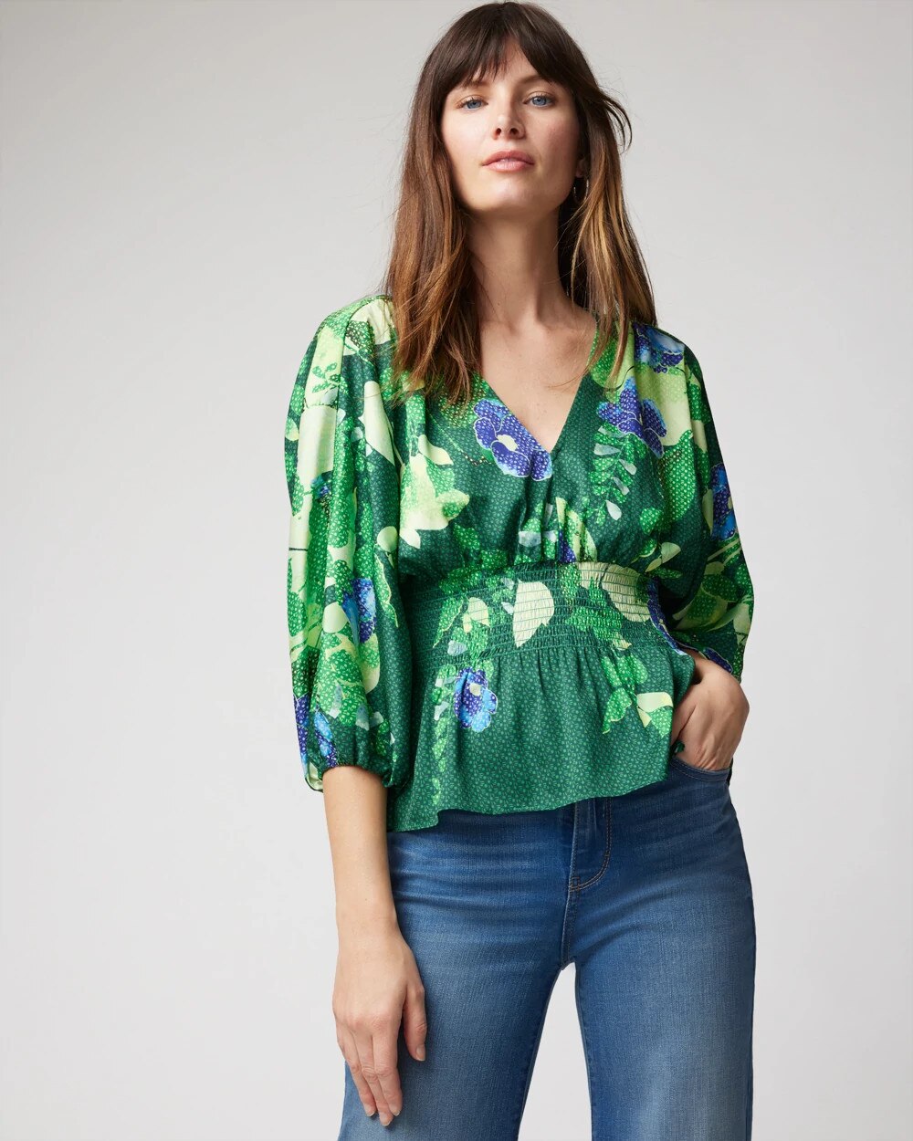 smocked kimono top