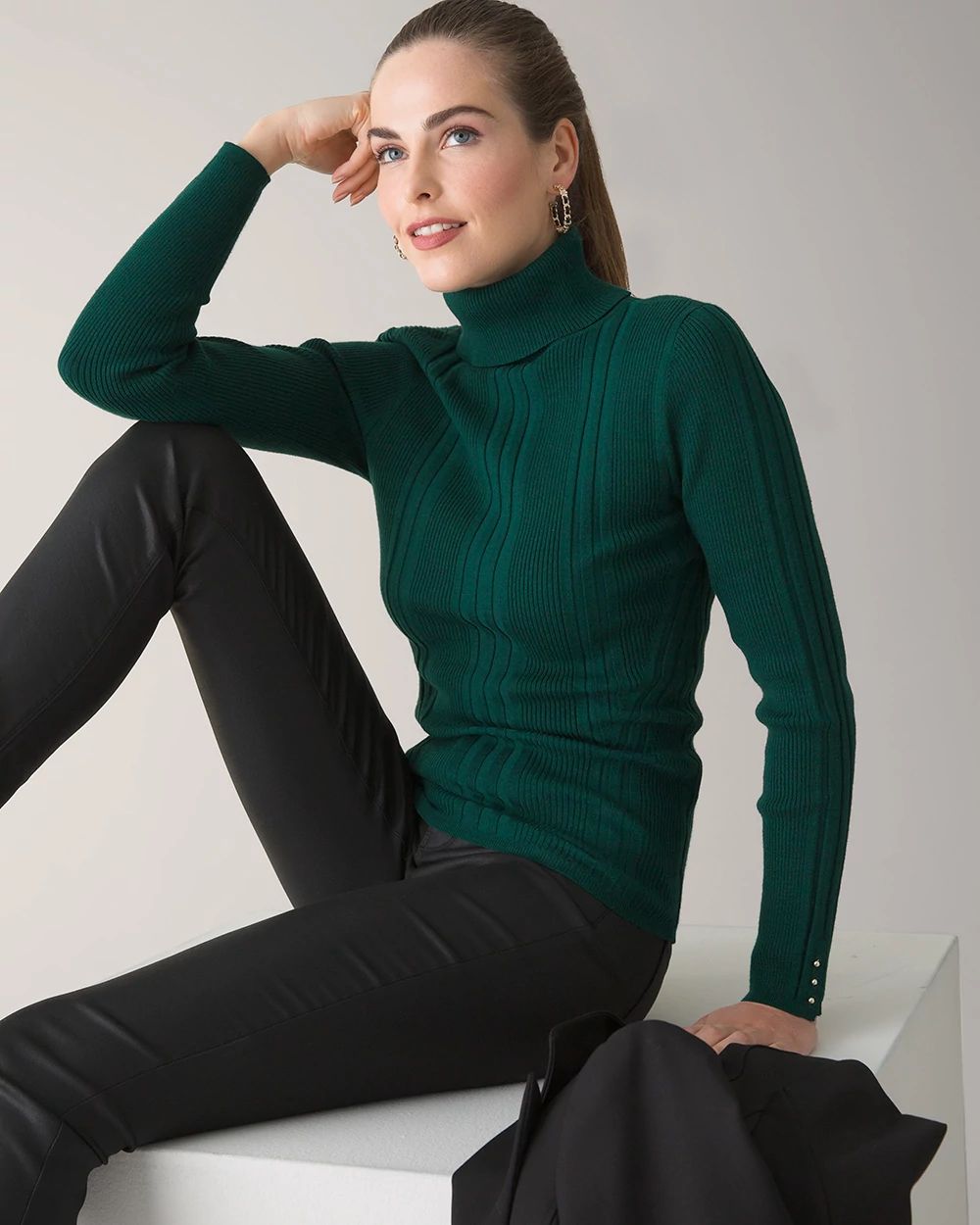 Long Sleeve Transfer Rib Turtleneck