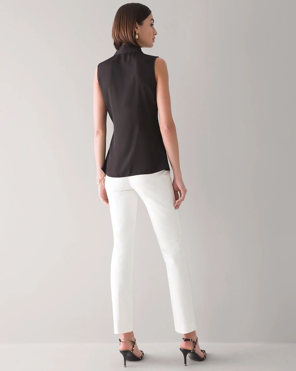 Pleated V-Neck Shell