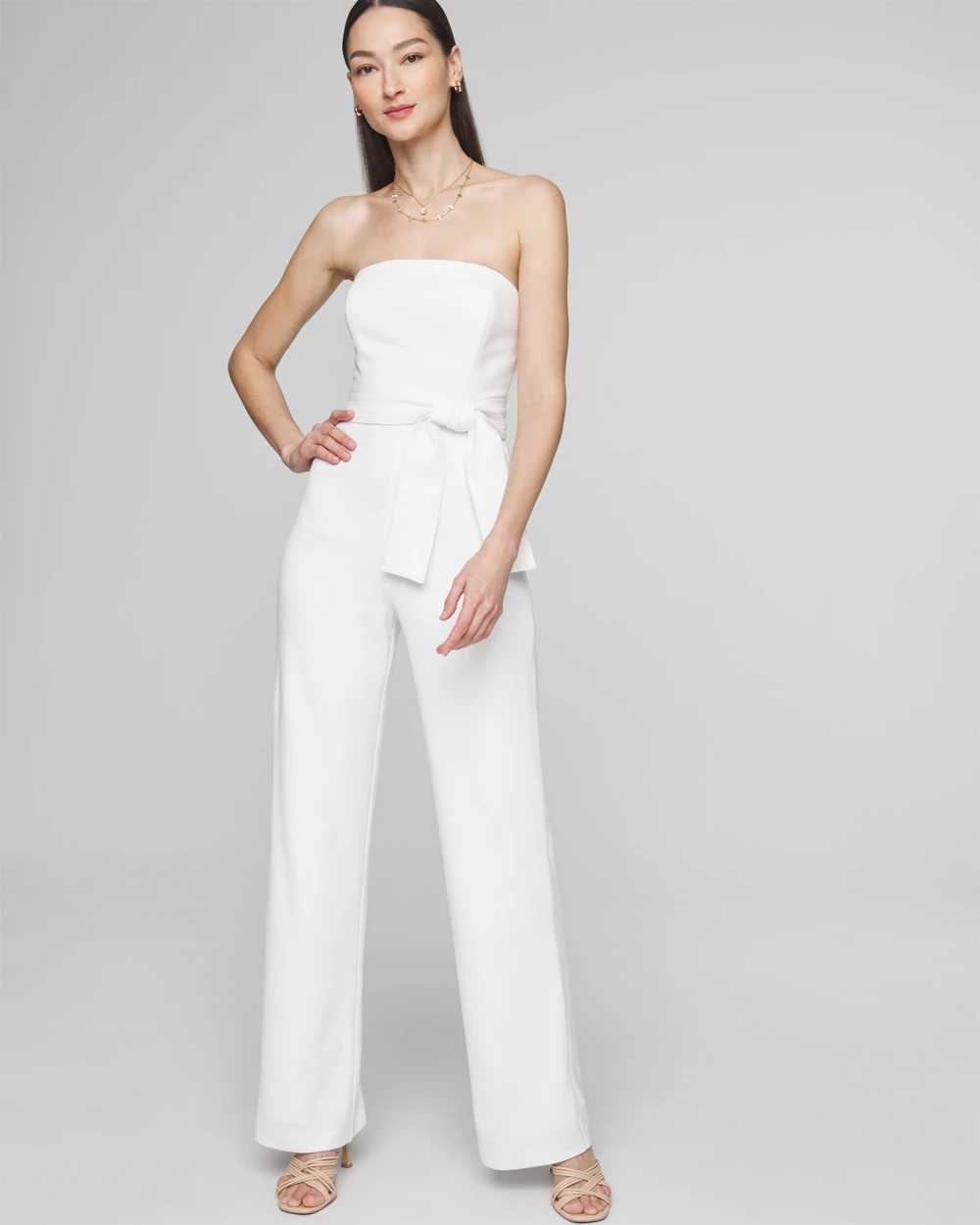 Petite Strapless Belted Jumpsuit