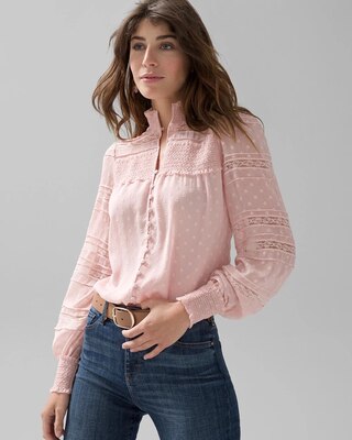 White Mixed Lace Blouse