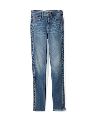 Petite High-Rise Everyday Soft Denim™ Novelty Side Stripe Slim Ankle Jeans click to view larger image.