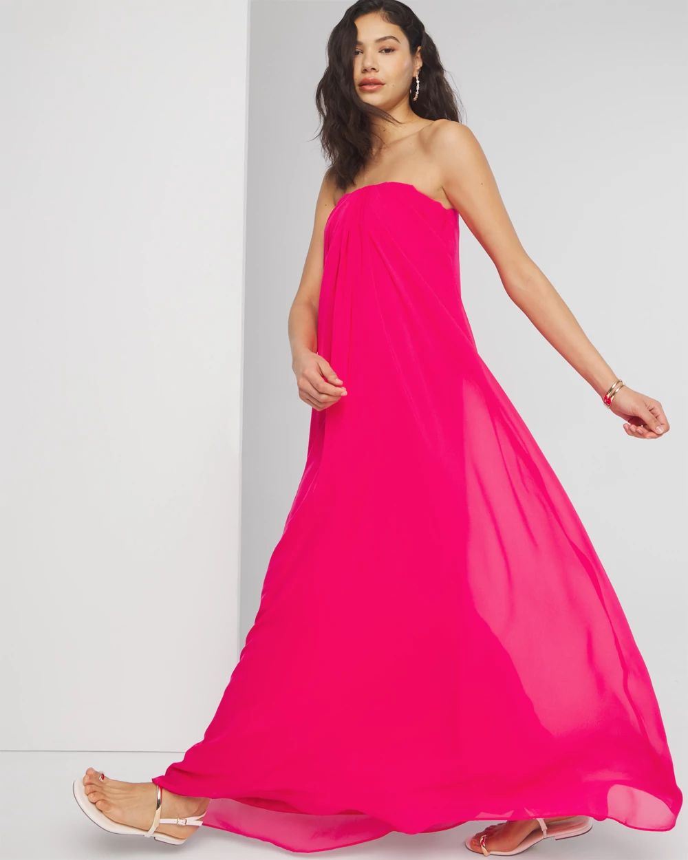 Petite Strapless Drape Gown
