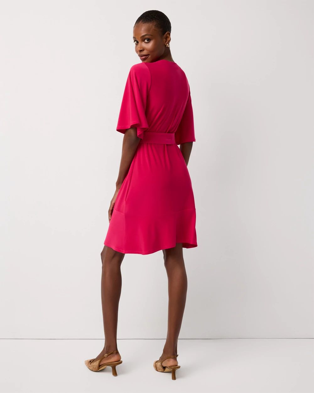 Petite Matte Jersey Belted Kimono Dress