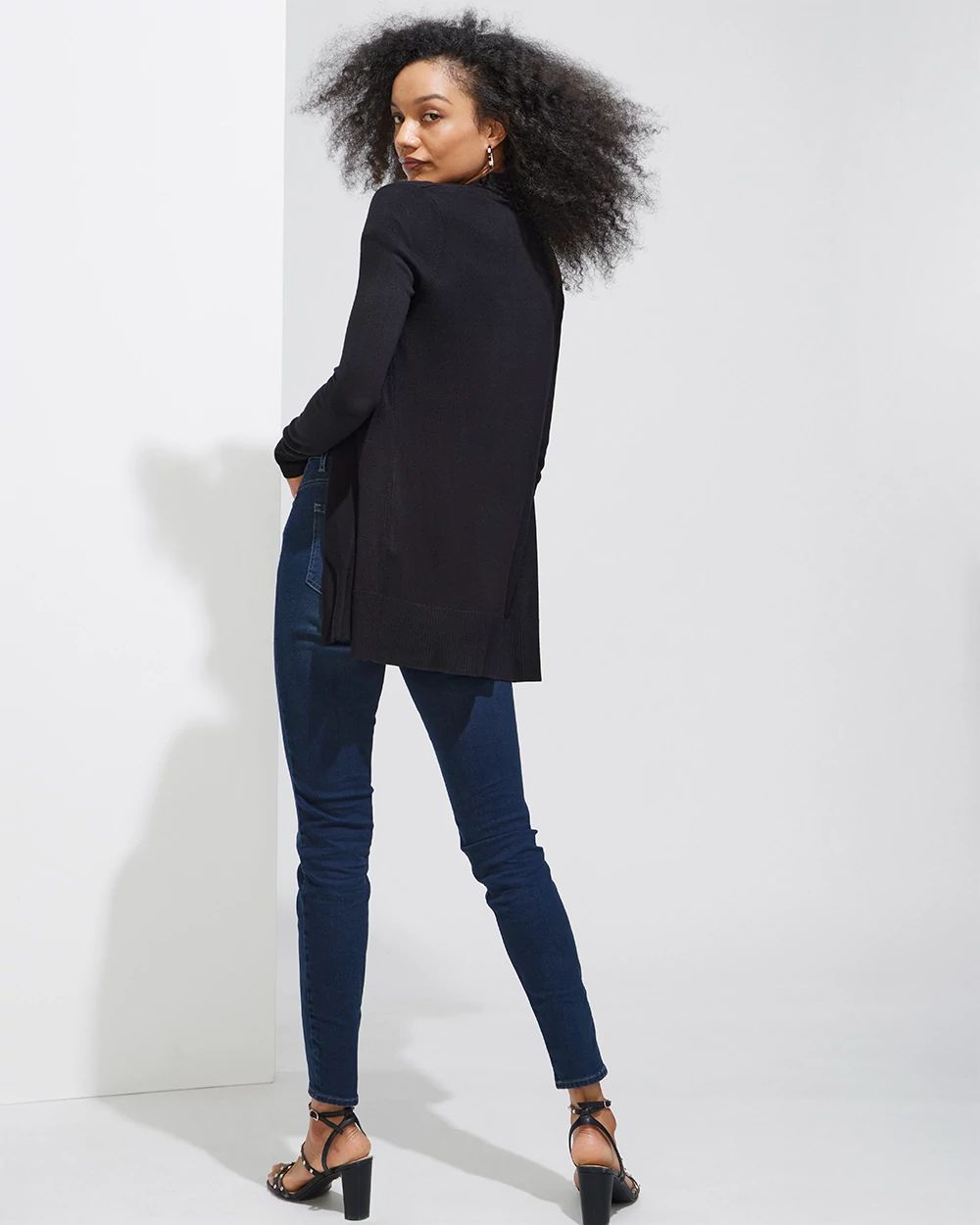 Outlet WHBM Rib-Trim Long Cardigan