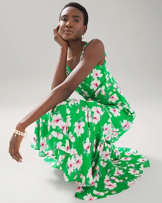 Floral Satin Fit & Flare Dress