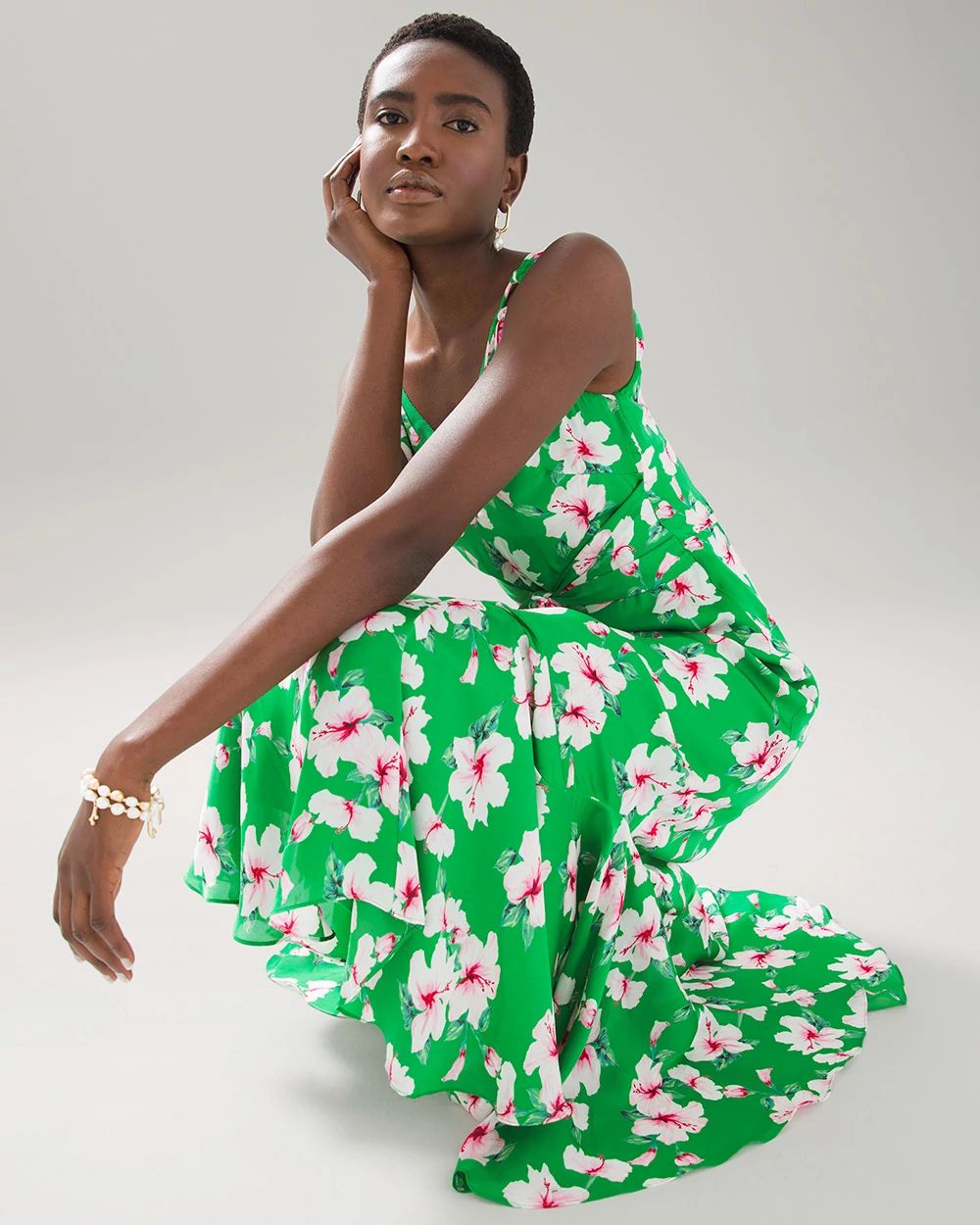 Floral Satin Fit & Flare Dress