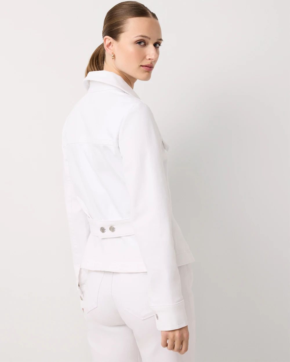 Pleated Denim Trucker Jacket click to view larger image.