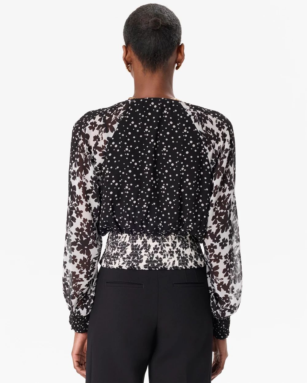 Smocked Waist Chiffon Blouse click to view larger image.