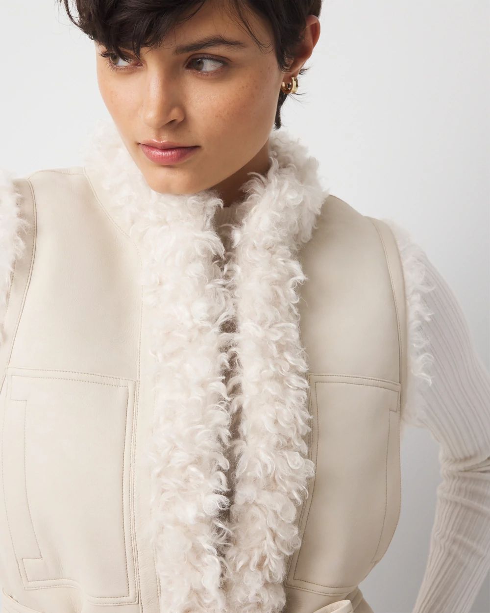 Reversible Faux Suede Sherpa Vest click to view larger image.