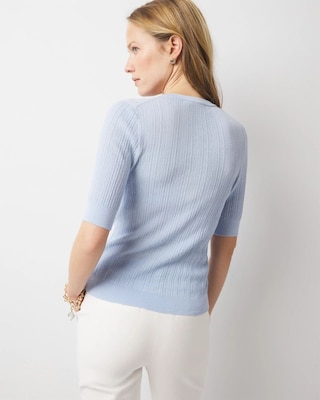 Elbow-Sleeve Henley Sweater click to view larger image.