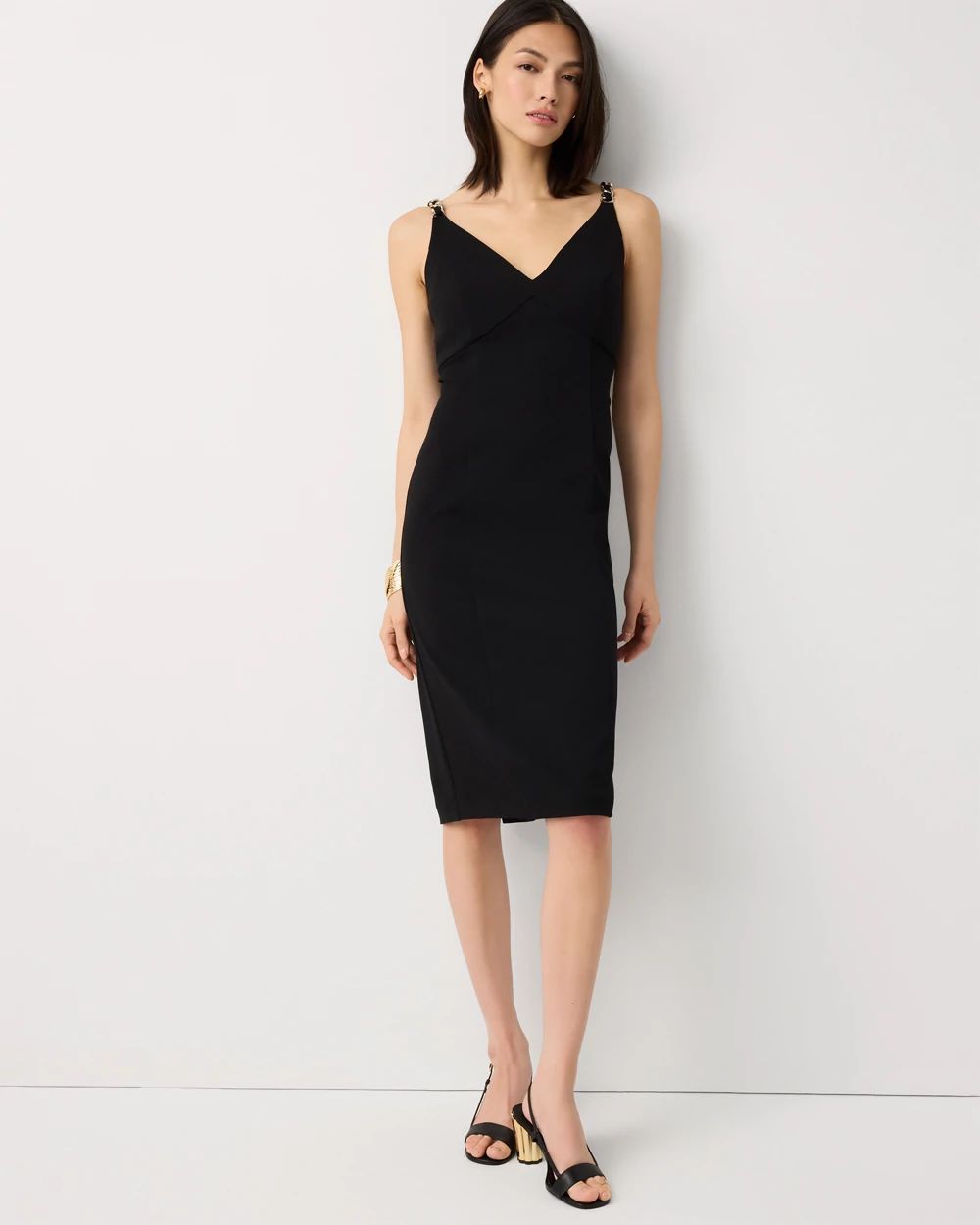 Petite Chain Detail Crepe Dress