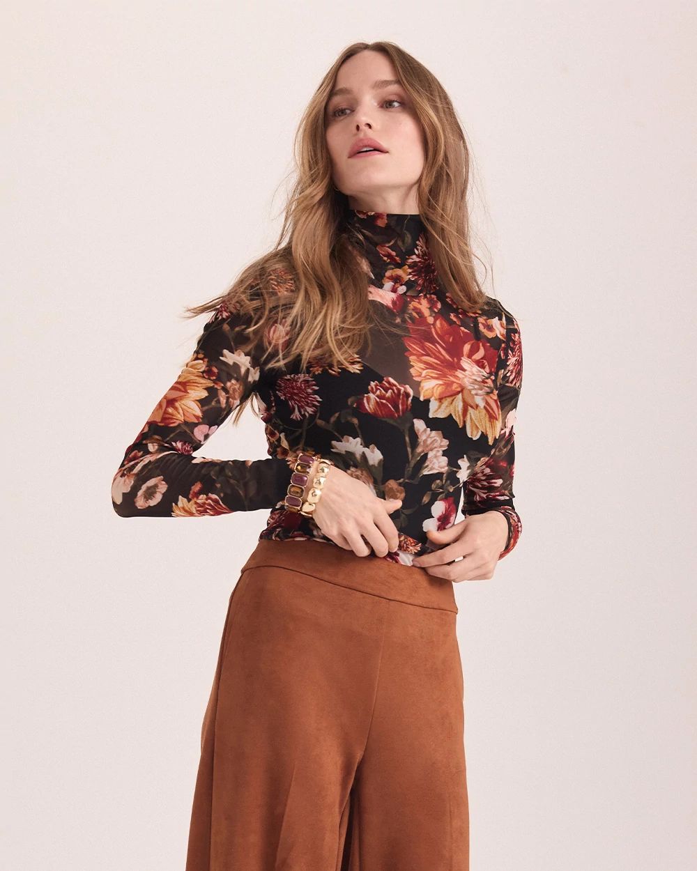 Long Sleeve Mesh Turtleneck