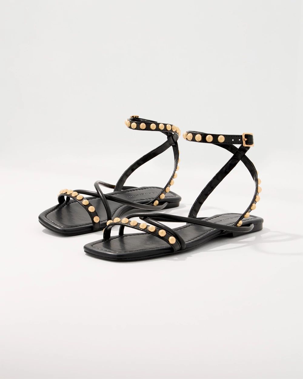 Studded Faux Wrap Gladiator Sandals click to view larger image.