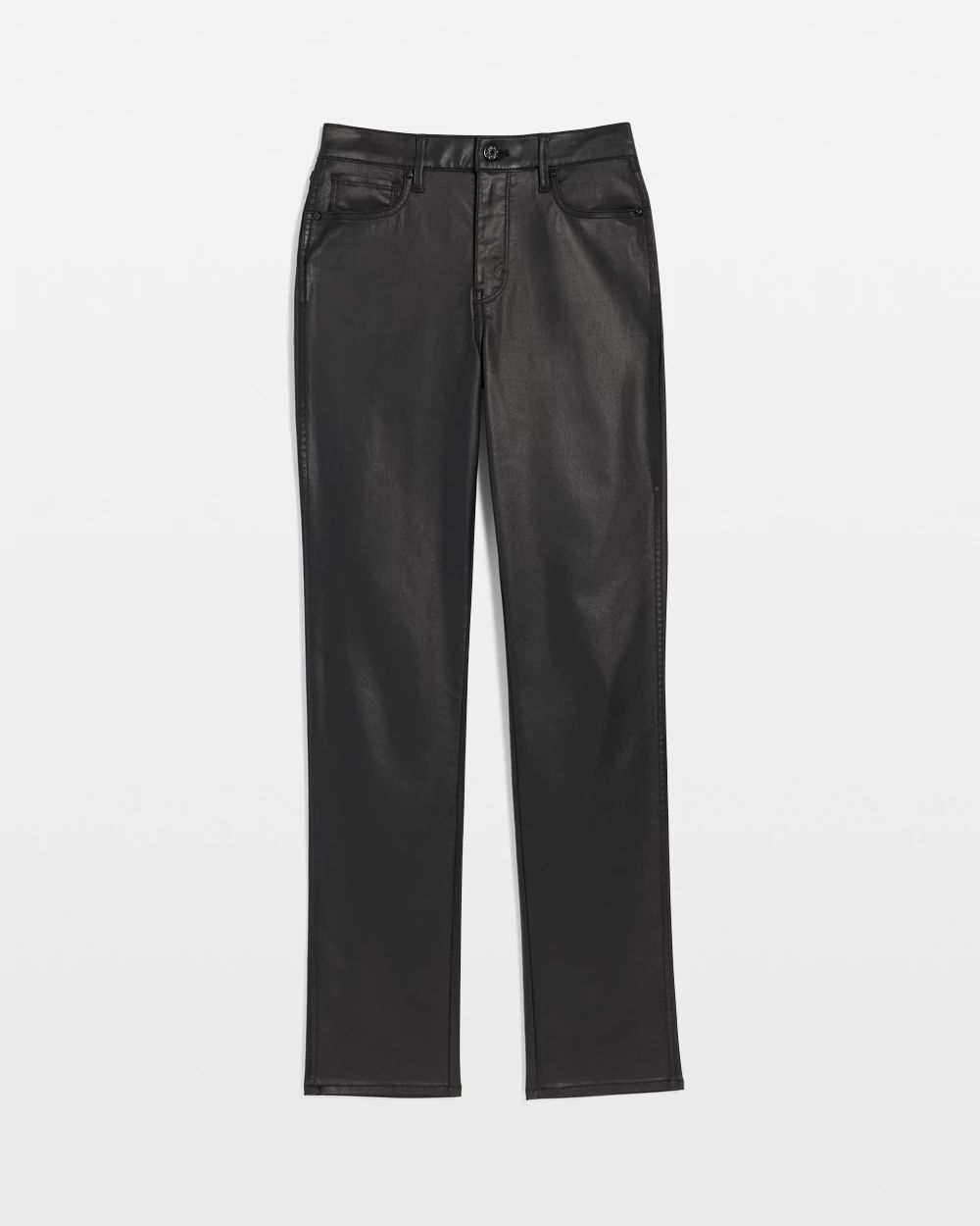High-Rise Straight Coated Denim Jeans