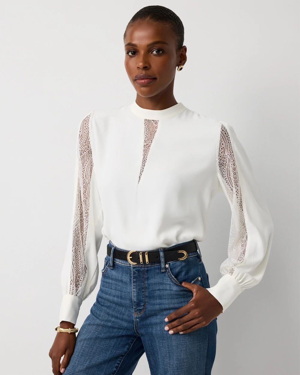 Lace + Crepe Blouse